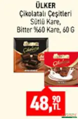 ÜLKER KARE ÇİKOLATA ÇEŞİTLERİ 60 G fiyat ve kampanya bilgisi